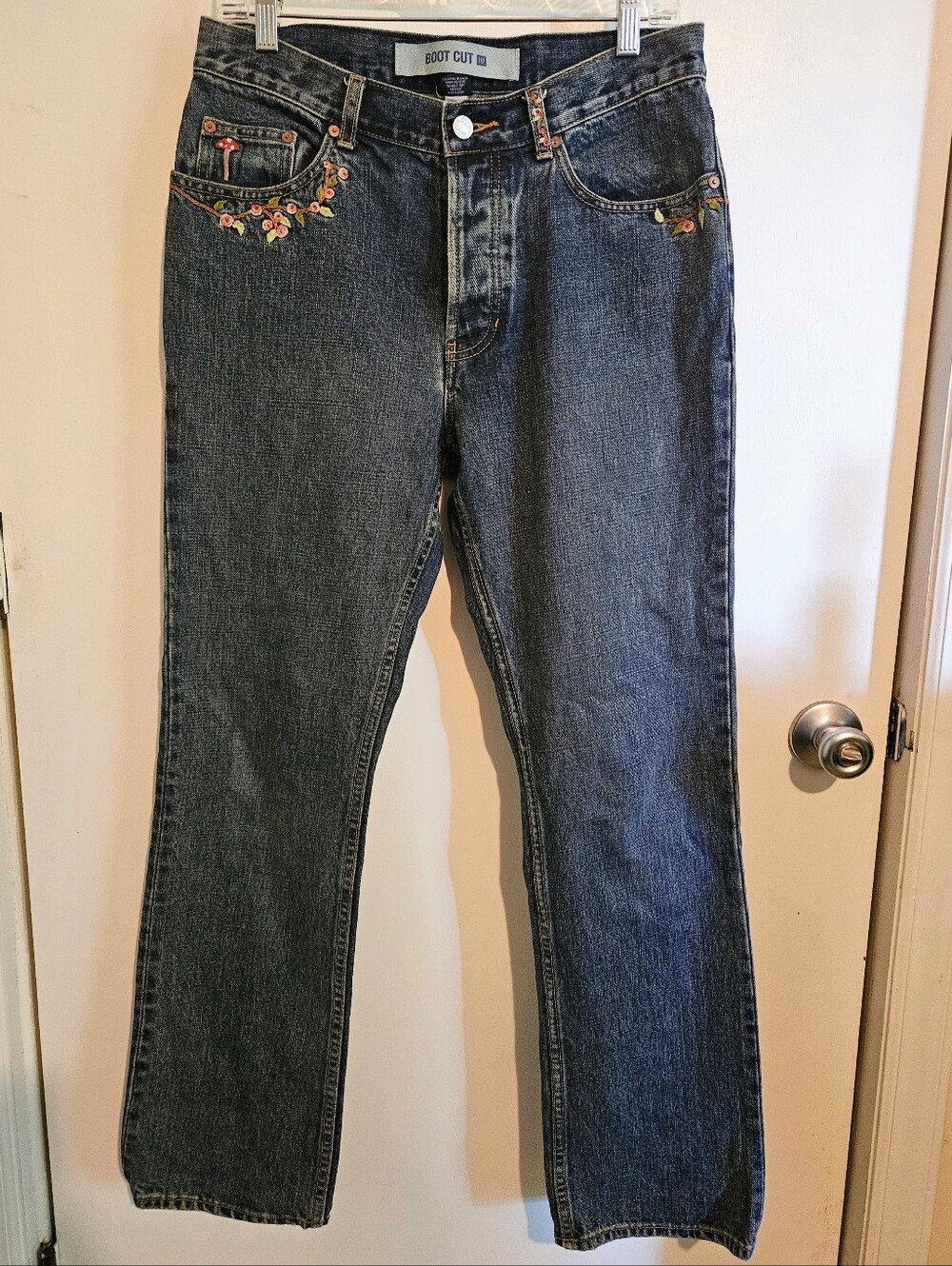 Gap Women’s 8 Bootcut Jeans Dark Wash Floral Mushroom Embroidery Y2K